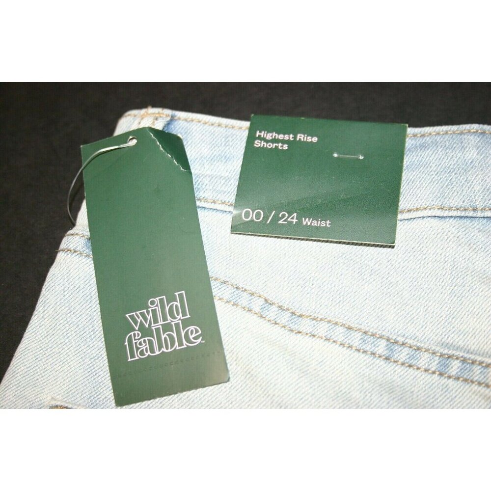 Wild Fable shorts womens 00 highest rise cut off denim jean blue new - Picture 3 of 8